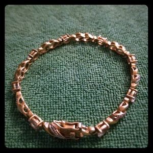 Cubic zirconiasterling silver braided Bracelet